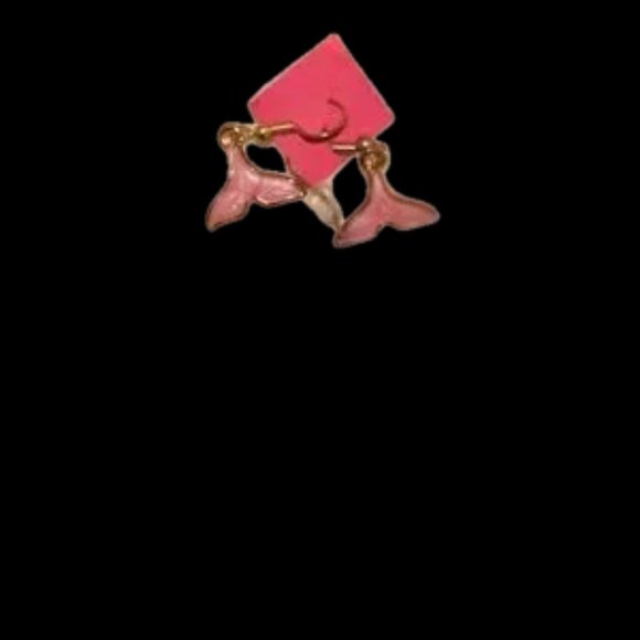 Pink Dolphin Pink and Gold Earrings nwot rare - Picture 2 of 3